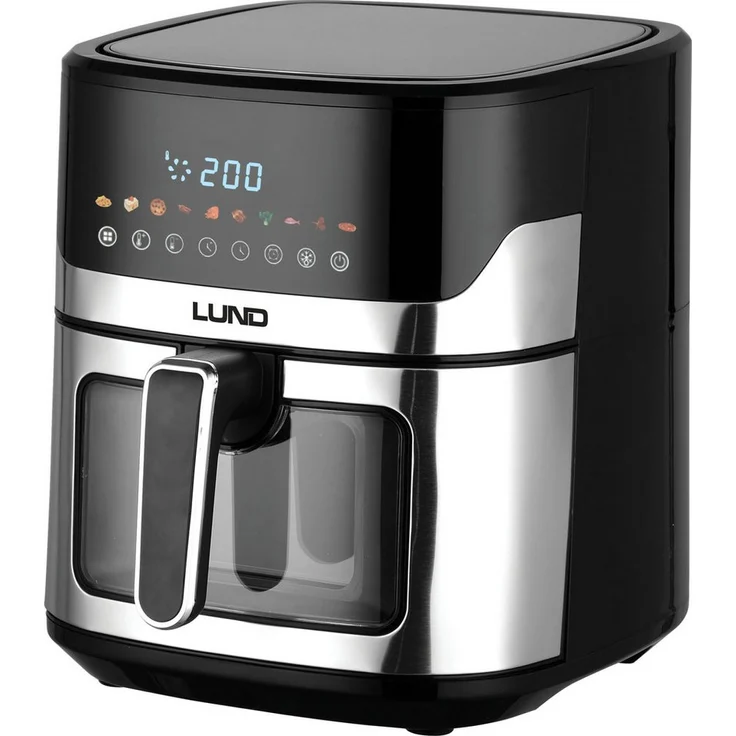 Lund Heißluftfritteuse, 1600 W, multifunktionale fettreduzierte Zubereitung, 5 L, digitales LCD-Display, spülmaschinenfest