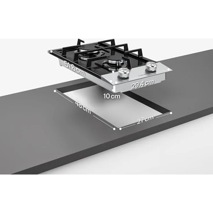 Klarstein Verosteel PG3020BG-DCB, Gas-Kochfeld mit 2 Brennern, 4200 W, schwarzes Glas und Edelstahl – Bild 7