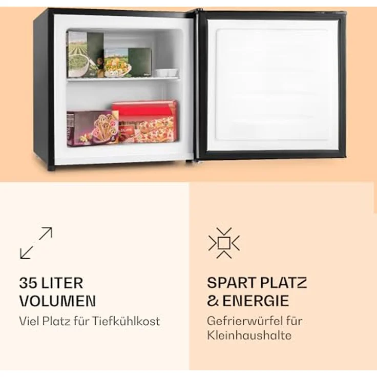 Klarstein Mini Gefrierschrank, Klein & Leise, 35L, mit Eiswürfelform & Eisschaber, Freistehender Tiefkühlschrank, Weiß - Preisvergleich – Bild 3