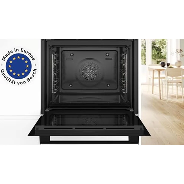 Bosch HBA514BB3, Serie 4, Einbau-Backofen 60 x 60 cm, LED-Display-Steuerung, Hydrolytische Reinigungshilfe, 3D-Heißluft, Schnellaufheizung, Schwarz – Bild 2