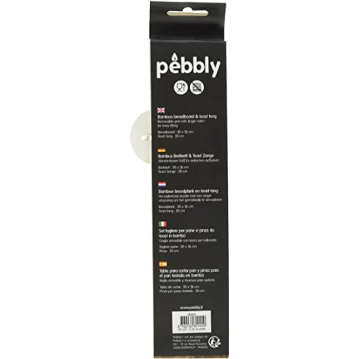 Pebbly nba055 Set Brotschneidebrett und Toastzange, Bambus beige 26 x 20 x 2 cm 2 Einheit (S) – Bild 7
