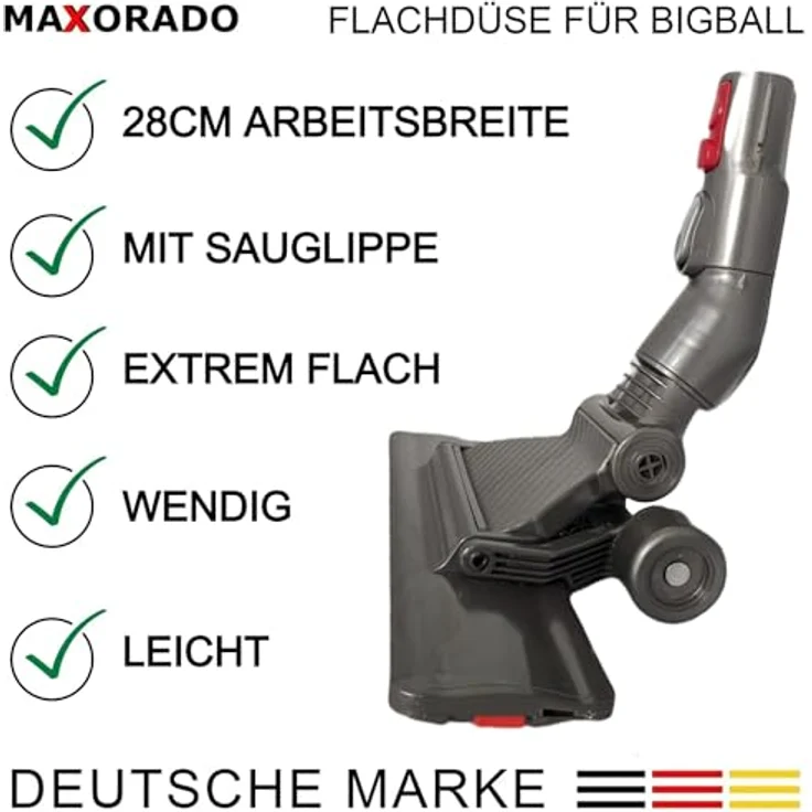 Maxorado Flachedüse Bodendüse für Dyson Big Ball 1 2 Cinetic CY22 CY23, extrem flach, 28 cm Arbeitsbreite, geeignet für Hartböden – Bild 5