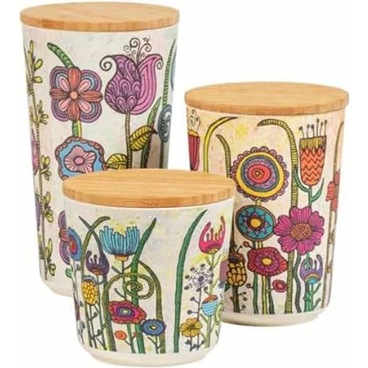 WENKO Vorratsdosen [Deckel aus Bambus] 3er Set Aufbewahrungsdose Küche - Vorratsbehälter luftdicht - Kaffeedose Küchenorganisation – Bild 1