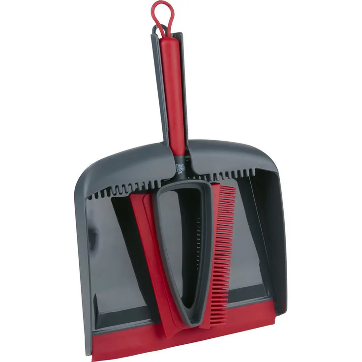 DIRT DEVIL Kehrgarnitur, Kehrset mit Kehrschaufel und Handfeger, ergonomischer Griff, modernes Design in Rot/Schwarz