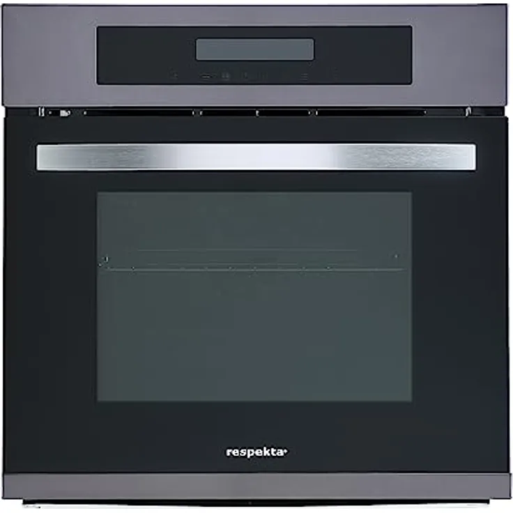 Respekta Einbaubackofen autark / 11 Beheizungsarten/LED Timer & Touch Control / 66 Liter Volumen/Eco Funktion/Energieeffizienzklasse A/Edelstahl in Black Steel Optik / DIGI8BLACKSTEEL