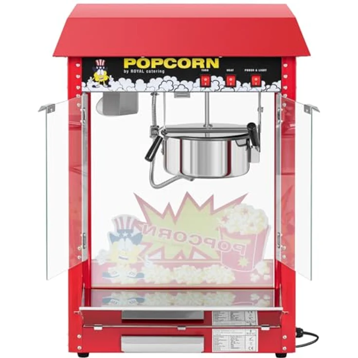 Royal Catering Popcornmaschine RCPR-16E 1600W Edelstahl,gehärtetesglas,Teflonmaterial, rot - Preisvergleich – Bild 5