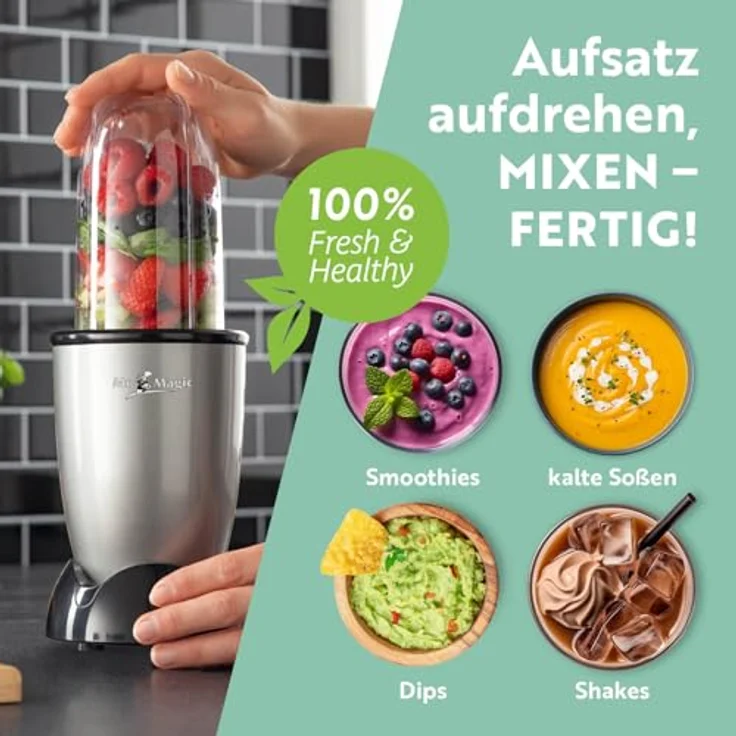 GOURMETmaxx Standmixer GOURMETmaxx Smoothie Maker & Standmixer 400W 18tlg. Set Mr. Magic, 400,00 W, Vielseitiger Smoothie Maker & Multitalent, in Schwarz – Bild 6
