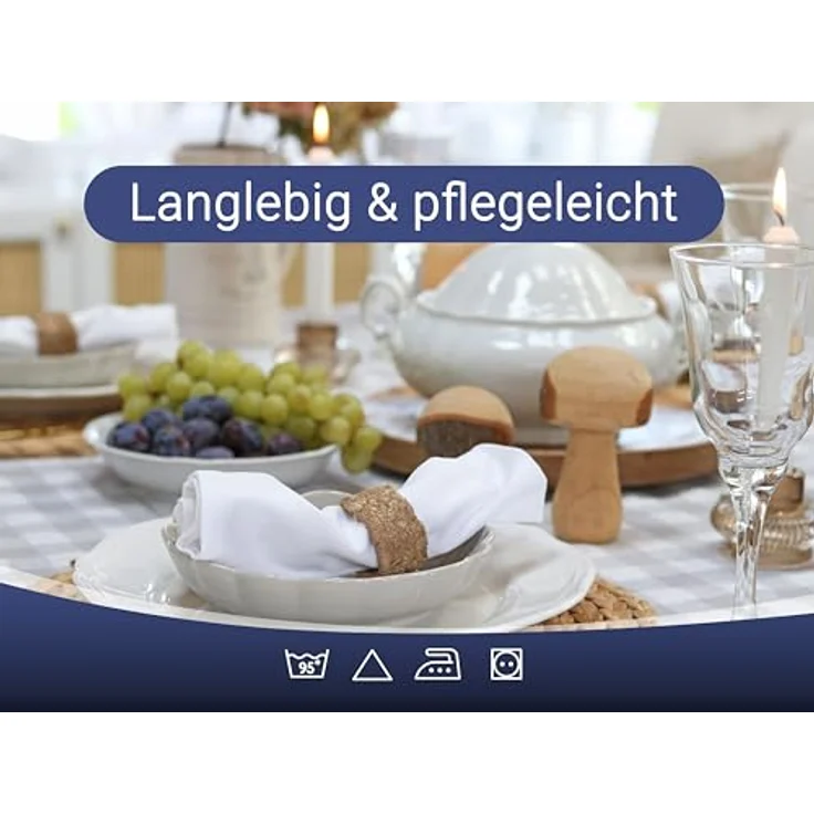 ZOLLNER 6er Set Stoffservietten Baumwolle in 40x40 cm - waschbar bis 95°C - seidenartiger Glanz - weiß - Gastronomiequalität – Bild 5