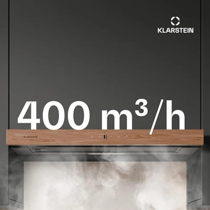 Klarstein ZenFusion Unterbau-Dunstabzugshaube 60 cm, Teleskopabzug, 400 m³/h, Energieeffizienzklasse A, Touch-Bedienung, LED-Beleuchtung, Schwarz – Bild 4
