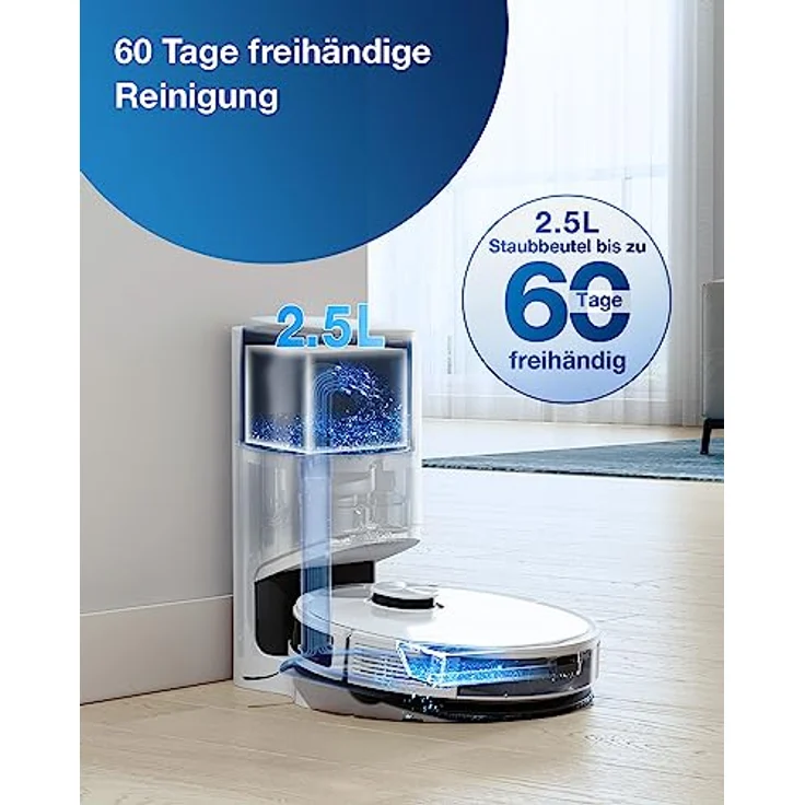 ECOVACS DEEBOT N10 PLUS Staubsaugerroboter mit Wischmopp 4300Pa, Auto-Absaugstation, bis zu 300 min/400 m², TrueMapping 2.0 dToF Laser Navigation, Teppich-Erkennung, individuelle Reinigung nach Zonen – Bild 3