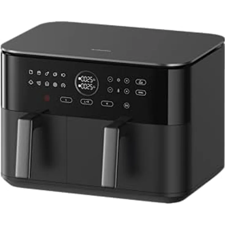 Xiaomi Dual Zone Air Fryer 10L, Heißluftfritteuse mit 2 Fächern (3,5L und 6,5L), 230°C, SYNC-Funktion, 9 Modi, 2700W, fettarm, Touch-Bedienung, spülmaschinenfest, Schwarz