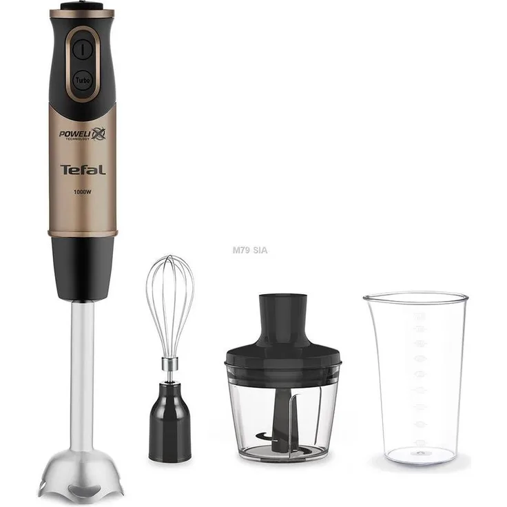 Tefal HB656G10, Stabmixer mit 1000 Watt Leistung, Turbo-Funktion und spülmaschinenfesten Teilen, Schwarz