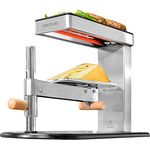 Cecotec Raclette Grill Cheese & Grill 6000 Edelstahl, 600 W, elegantes Design aus Edelstahl, Oberer Grill aus Aluminium, antihaftbeschichtet, verstellbarer Thermostat, verstellbarer Käsehalter