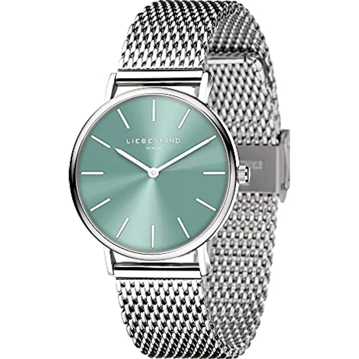Liebeskind Armbanduhr LT-0298-MQ Silber, Damenuhr mit türkisem Zifferblatt und Meshband – Bild 3
