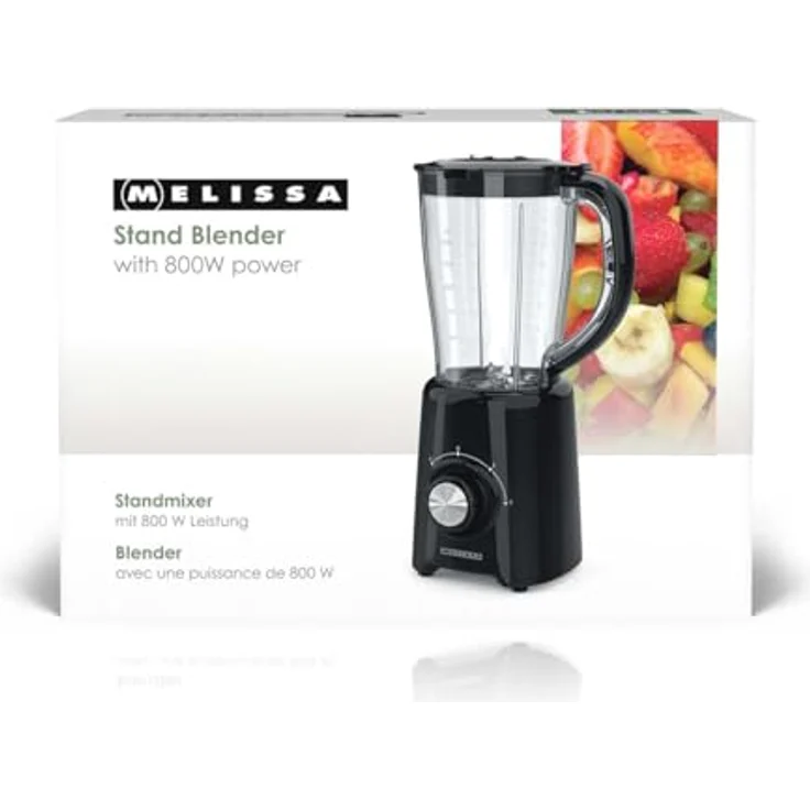 MELISSA Standmixer 800 W, 1,5 Liter, 2 Geschwindigkeiten + Pulse, 4 Edelstahlklingen, Kunststoffbehälter – Bild 8