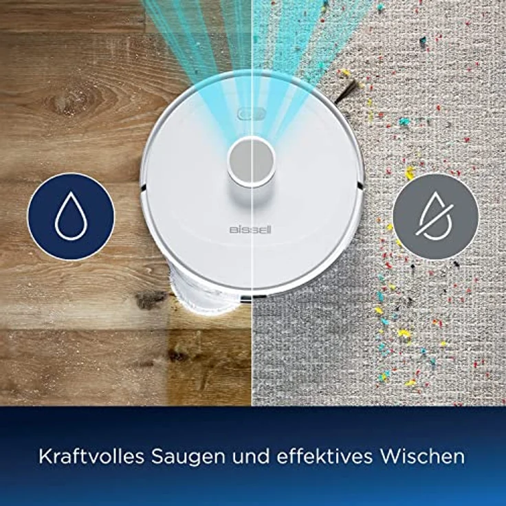 BISSELL SpinWave R5 | Saugroboter mit Wischmopp | LIDAR-Navigation | Teppichböden und Teppiche Erkennung | Leistungsstarkes Saugen bis 2000pa | Kabelloser Staubsauger | 61 dB | Weiß | 3475N – Bild 2