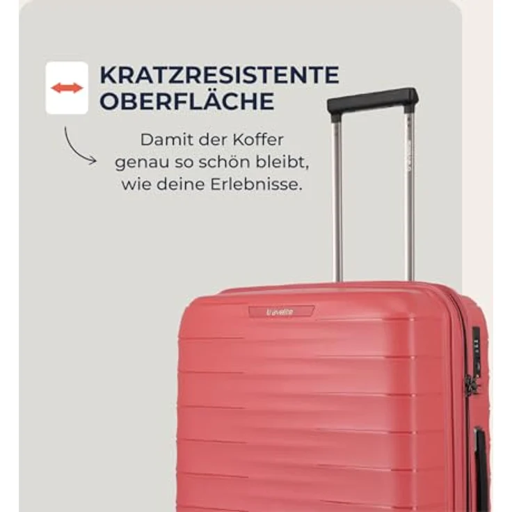 Travelite Koffer Set MOOBY 3-teilig S/M/L, kratzfeste Hartschale aus recyceltem Material, 55/66/77 cm, 4 Doppelrollen & TSA-Schlösser – Reisekoffer, Trolley, Handgepäck – Bild 5