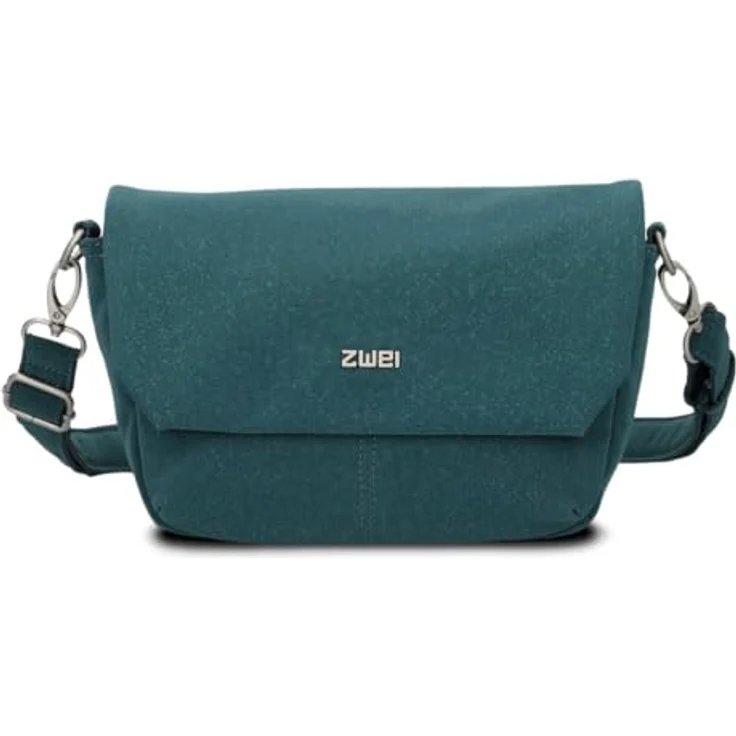 Zwei Mademoiselle.M Messenger 28 cm, praktische Handtasche aus pflegeleichtem Polyurethan mit Magnetverschluss und Reißverschlussfach, schwarz – Bild 4