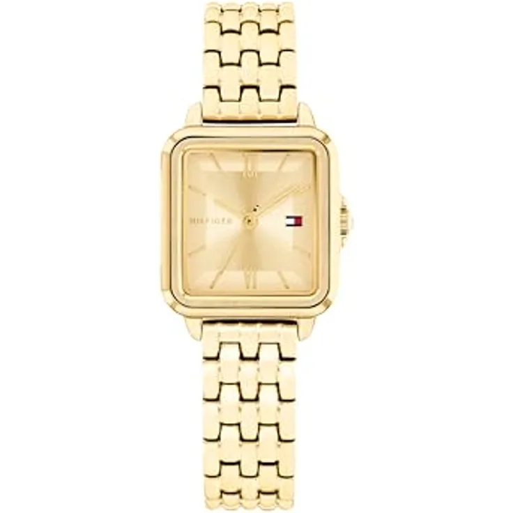 Tommy Hilfiger Quarzuhr MIA 1782832, elegante Damenuhr mit goldfarbenem Edelstahlarmband und analoger Anzeige