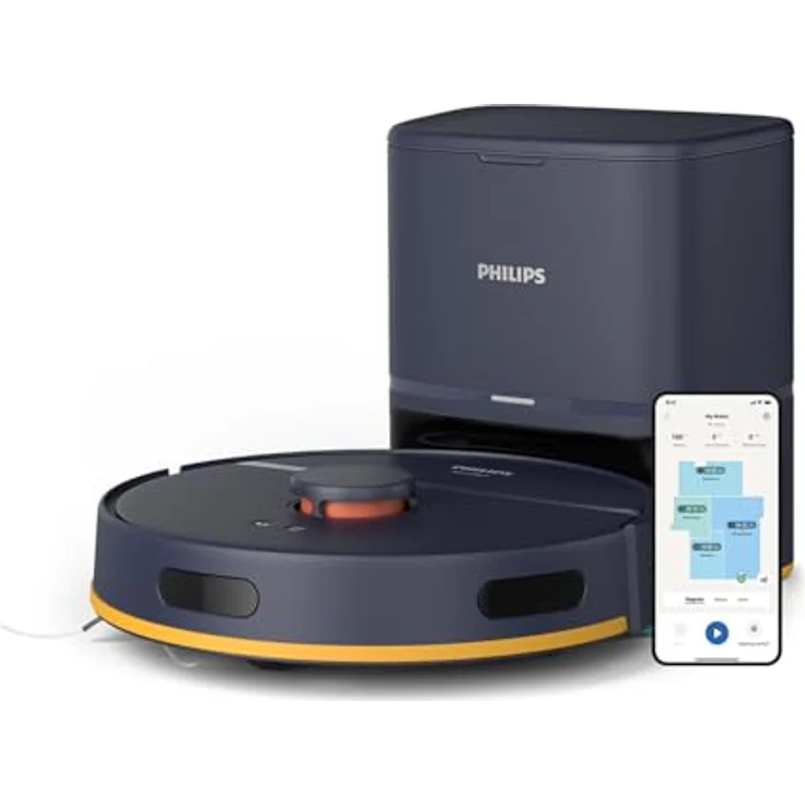Philips Homerun Serie 2000: 2-in-1 Saug- und Wischroboter, 130 Minuten Laufzeit, Lasernavigation, Teppichboost, Absaugstation, App-gesteuert, Mitternachtsblau – Bild 2