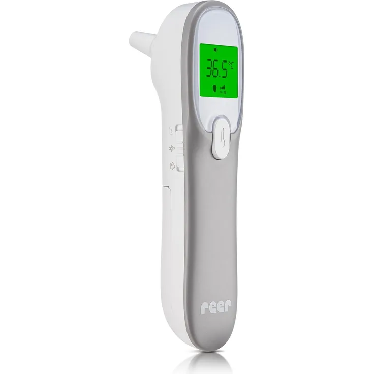 Reer Fieberthermometer Infrarot Colour EarTemp 3in1, Ohr-Thermometer mit Babymodus, 25 Speicherplätzen, beleuchtetem Display und akustischem Fieberalarm