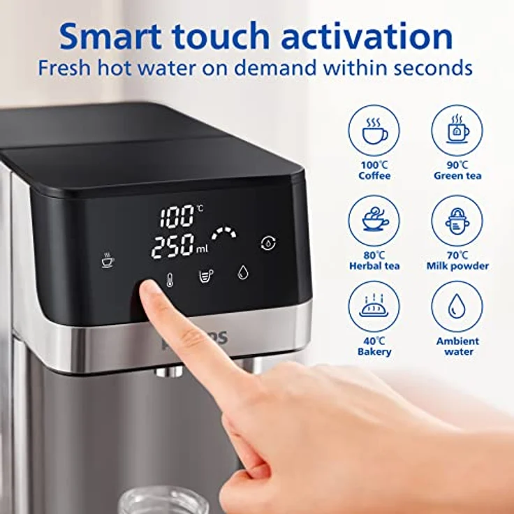 Philips Wasser Station, Spender für gefiltertes heißes Wasser, 2.2 L Fassungsvermögen, 6 Temperaturvoreinstellungen, Touchscreen – Bild 3