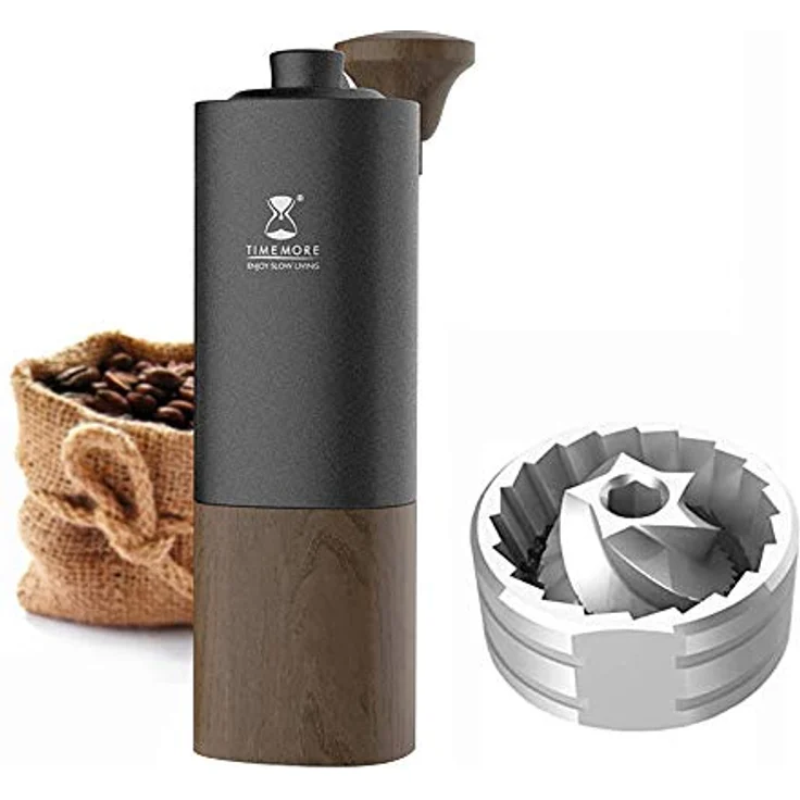 Manuelle Kaffeemühle G1 Chestnut mit einstellbarer Einstellung, Unibody-Design aus Aluminium und Walnussholz Handkaffeemühle – Bild 2