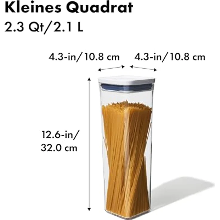 OXO Good Grips POP-Behälter ? luftdichte, stapelbare Aufbewahrung von Lebensmitteln ? 2,1 L für Spaghetti und mehr – Bild 2