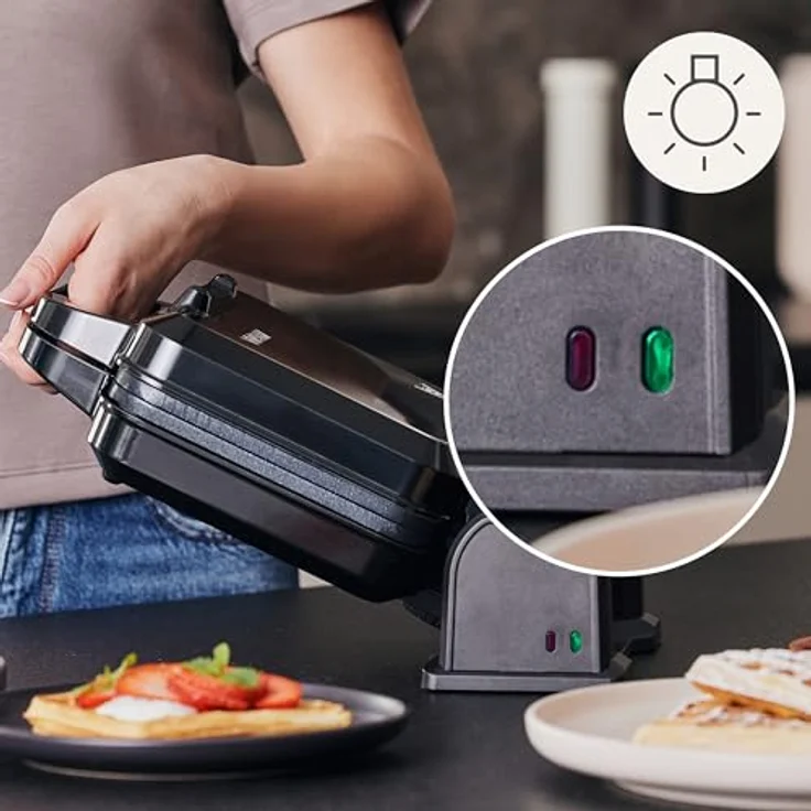 ZEEGMA GOFREE CHEF PRO Waffeleisen, 1200 Watt, doppelt, vertikal, Antihaftbeschichtung, Temperaturkontrolle, Bereitschaftsanzeige, für dicke belgische Waffeln – Bild 4