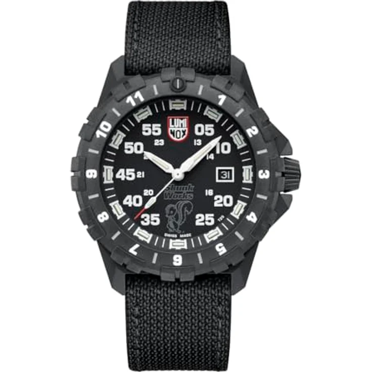 Luminox Pilotenuhr F-117 Nighthawk x Skunk Works XA.6442.H, analoge Armbanduhr mit schwarzem Kunststoffarmband und Antireflex-Saphirglas, leuchtend im Dunkeln, Kalenderfunktion – Bild 1
