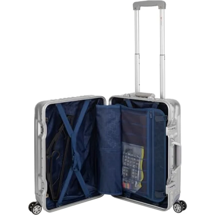 Travelhouse London Koffer Handgepäck · Silber · Alu-Rahmen · Hartschalen in Polycarbonat · 4 Rollen · 2X TSA Zahlenschloss · 55x37x23cm · 47L – Bild 3