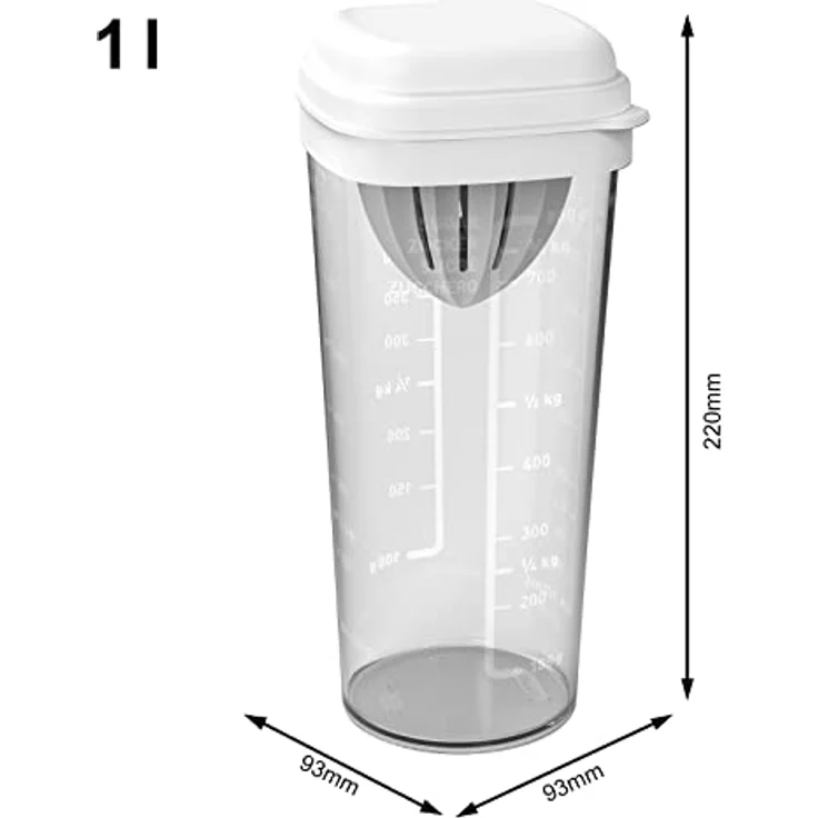 Rotho Shaker Loft 1 L Deckel weiß, inklusive Zitruspresse, Mixaufsatz, Deckel, 9,4 x 9,4 x 22,4 cm (L x B x H) – Bild 4