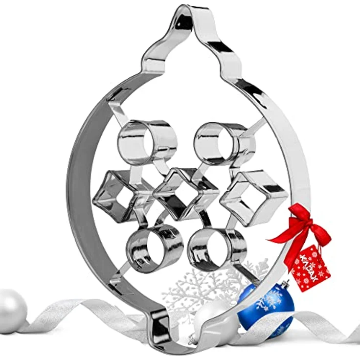 KADAX Edelstahl Ausstechformen, Keksausstecher für Weihnachtsgebäck in verschiedenen Formen, inklusive Weihnachtskugel – Bild 1