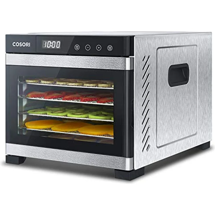 COSORI Dörrautomat Food Dehydrator mit 3 Dörrgitter, 3 Dörrmatten, 7 Ebenen, 650 Watt, silber, Edelstahl – Bild 4