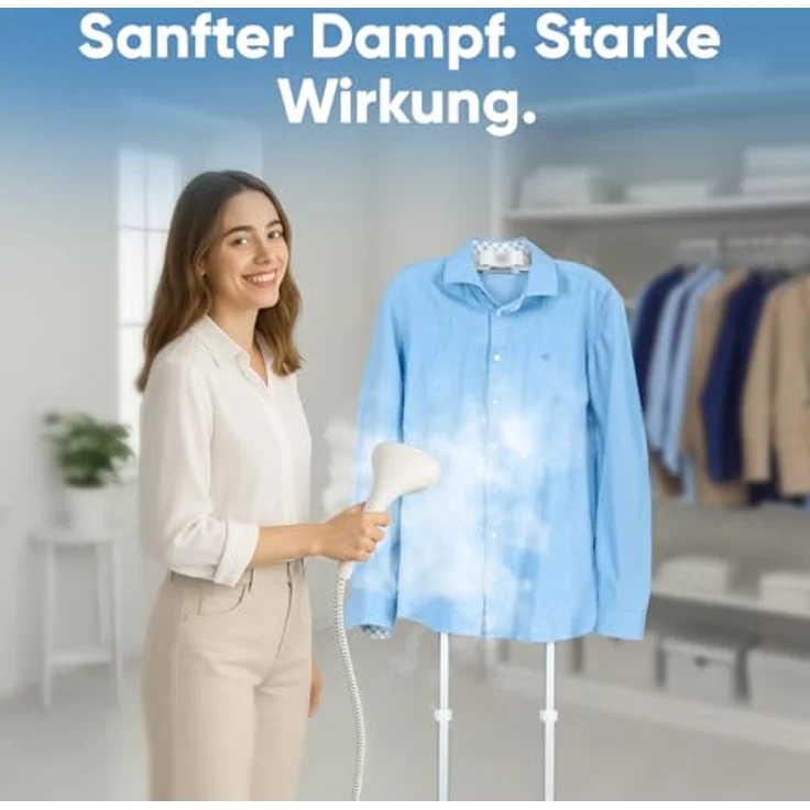 Clatronic TDC 3809 Dampfglätter 1600W Weiß, mit abnehmbarem Wassertank, 3-stufiger Dampfstoß-Einstellung und Teleskopgestänge – Bild 7