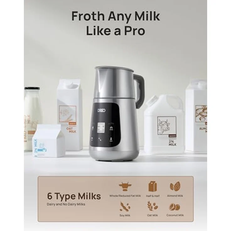Dreo BaristaMaker, All-in-1 Milchaufschäumer für Latte Art-Niveau Mikrofoam, 27oz/800ml Elektrischer Milchwärmer mit über 30 Getränken, Spülmaschinenfest – Bild 4