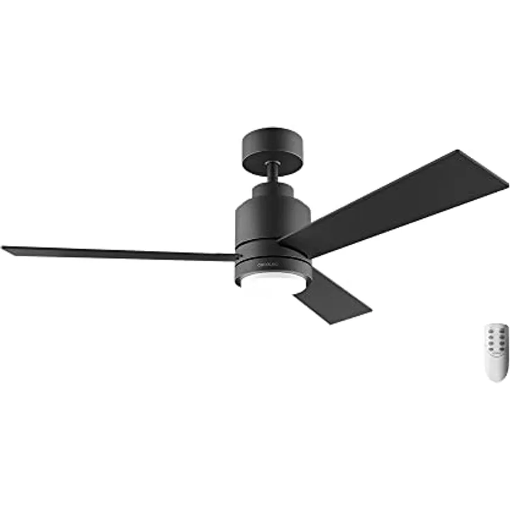 Cecotec Deckenventilator EnergySilence Aero 4850 Style Black. 30 W, Durchmesser 48 Zoll mit 3 Flügeln, Fernbedienung, DC-Motor, 6 Geschwindigkeiten, Winter-Summer und Natural Breeze