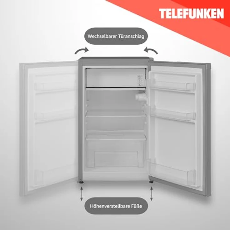 Telefunken Kühlschrank CF-33-101-S2, freistehend mit 89 Litern und 12 Litern Eiswürfelfach, silber – Bild 3