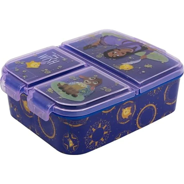 Tinisu Lunchbox Wish, Brotdose für Kinder mit 3 Fächern, Kunststoff, 19,5 cm x 16,5 cm x 6,5 cm