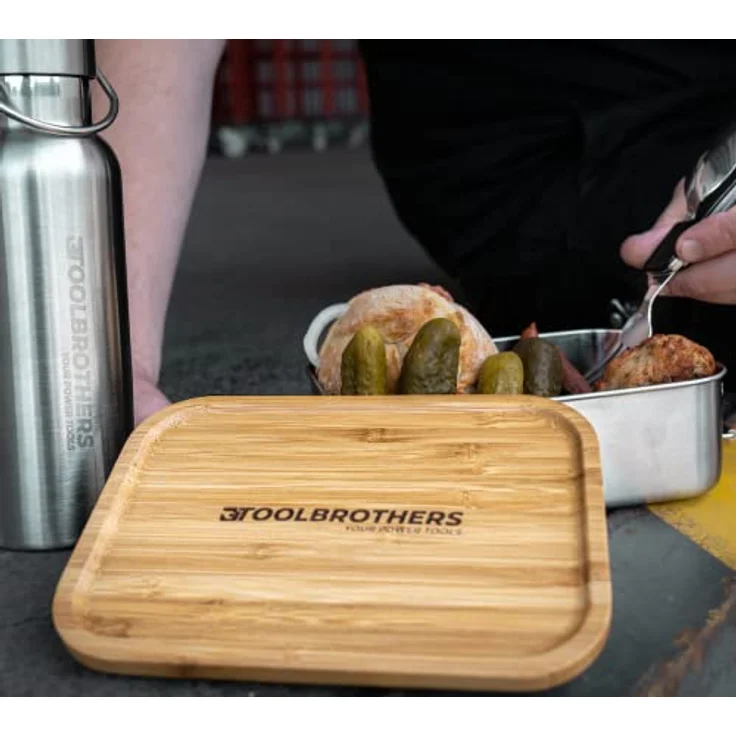 Toolbrothers Fan Edelstahl Brotdose mit 2 Etagen und Bambus Deckel 1340 ml, spülmaschinengeeignet - Lunchboxen & Brotdosen – Bild 3
