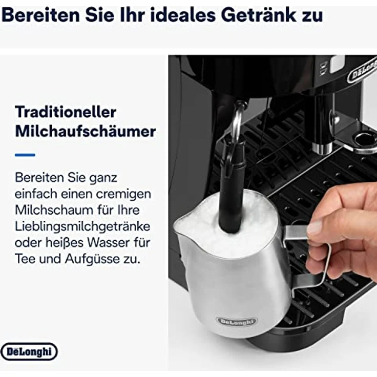 De'Longhi Magnifica S ECAM11.112.B, Kaffeevollautomat mit Milchaufschäumdüse für Cappuccino, mit Espresso Direktwahltasten und Drehregler, 2-Tassen-Funktion, Schwarz – Bild 4