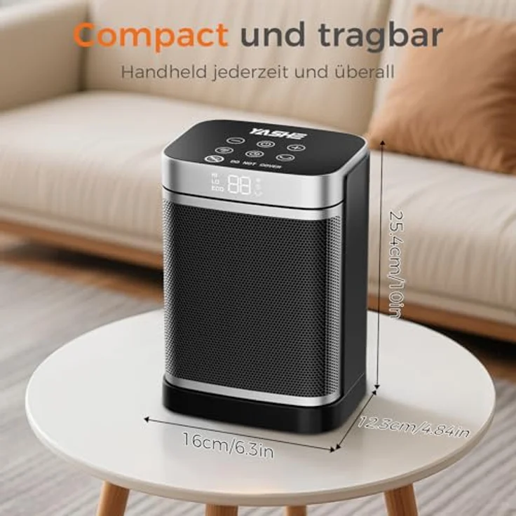 YASHE Heizlüfter 1500W, Energiesparende elektrische Heizung mit Fernbedienung, Thermostat, 70° Oszillation, 24-Std-Timer und Kindersicherung – Bild 5