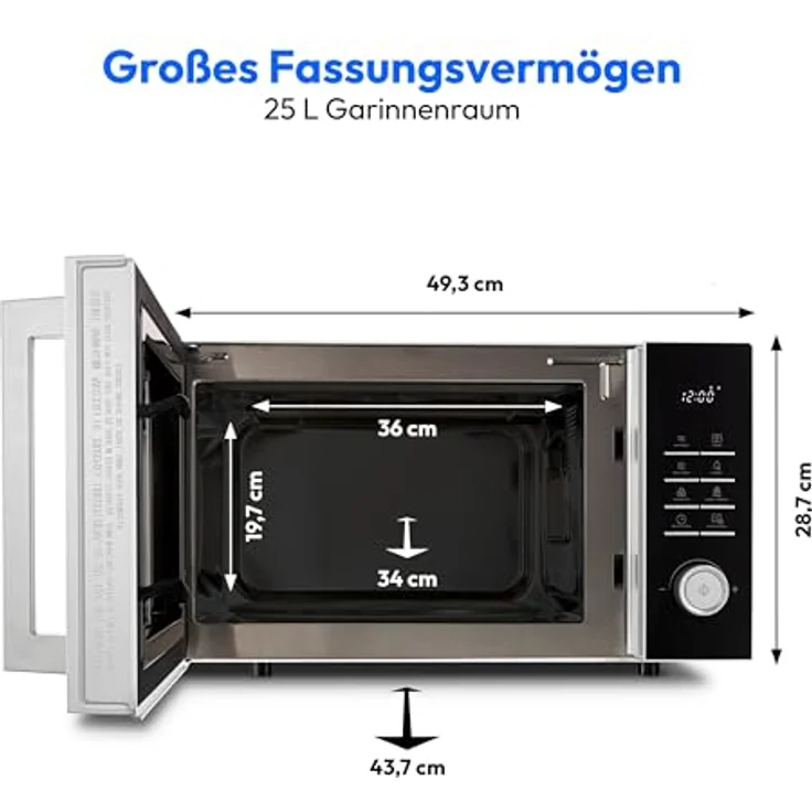 MEDION Mikrowelle MD12231, 3-in-1 mit Grill und Heißluftfunktion, 25L, 900W, hell grau [MODELL 2025] – Bild 8