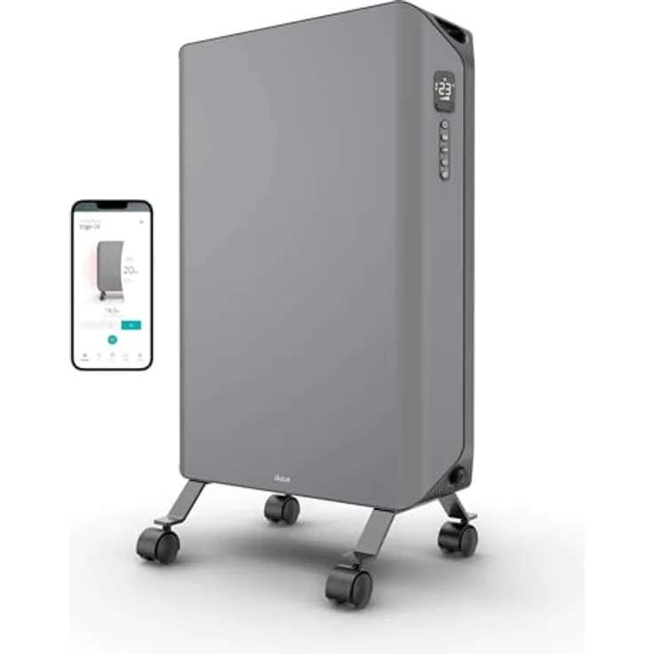 Duux Edge Oil, ölfreier Radiator mit 2000 Watt Heizleistung, grau