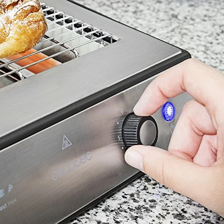 Cecotec Turbo Easy Toast Inox Flachtoaster. 3 Quarzheizkörper, 6 Leistungsstufen, Krümelschublade, Kabelaufwickler , Edelstahl-Finish, 900 W. – Bild 5