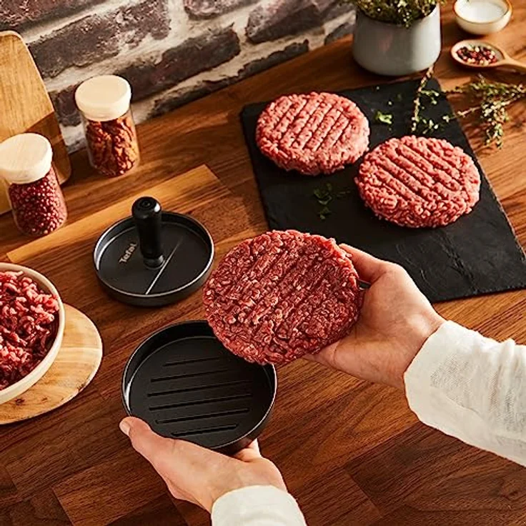 Tefal K18511 Hamburger-Presse, Aluminiumguss, schwarz/grau – Bild 5