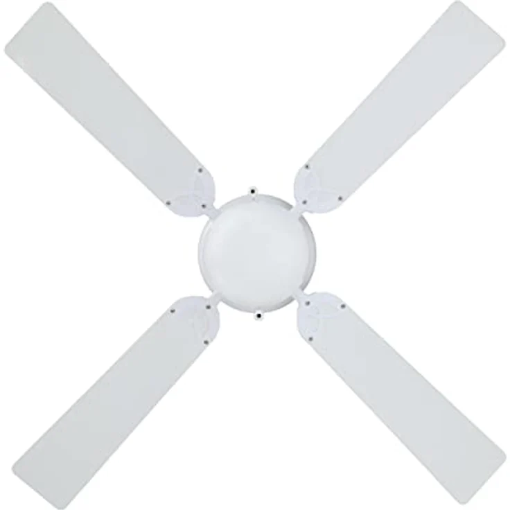 EGLO Deckenventilator Cagliari, 4 Flügel Ventilator mit Zugkette, Beleuchtung und Sommer Winter Betrieb, Holz, Stahl in weiß matt und Glas in weiß, AC Motor, Ø 106,6cm – Bild 2