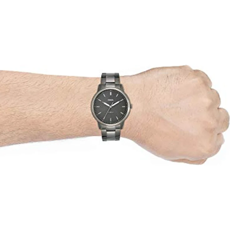 Fossil Uhr für Herren The Minimalist 3H, Quarzwerk, 44mm Smoke Edelstahlgehäuse mit Edelstahlarmband, FS5459 – Bild 4