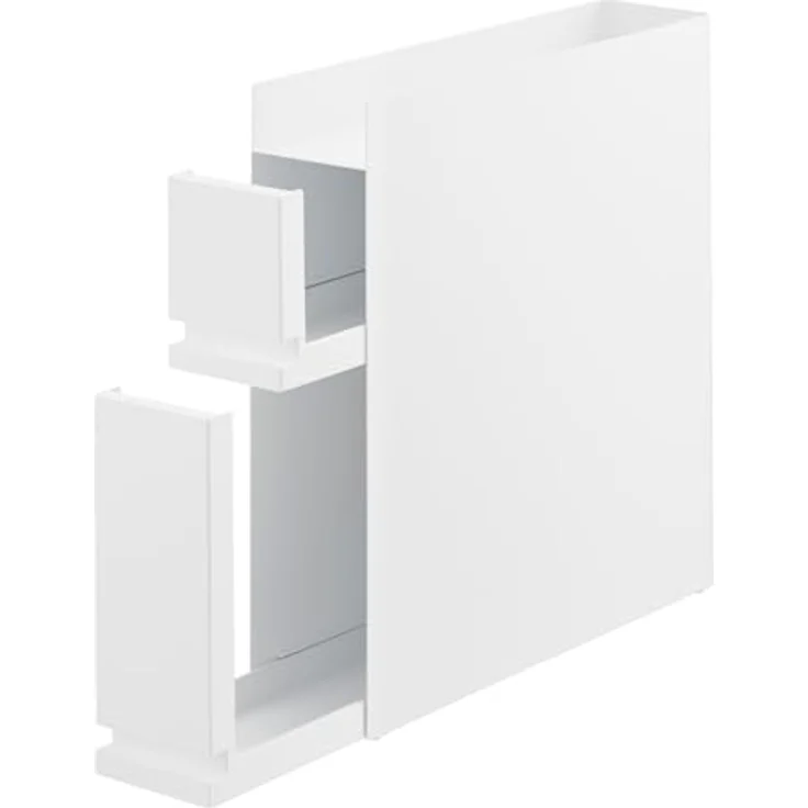 YAMAZAKI 4334 TOWER 2-stöckiges Schiebe-Gewürzregal, weiß, Stahl/Polypropylen, minimalistisch, 12.5 x 50～93 x 52.5 cm - Küchenorganisation, platzsparend, 5 kg Tragfähigkeit in unterer Schublade – Bild 1