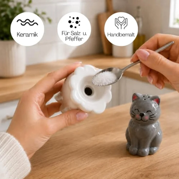 Winkee Salz- und Pfefferstreuer Set Katzen, kreative Keramikdesigns für jeden Tisch – Bild 4